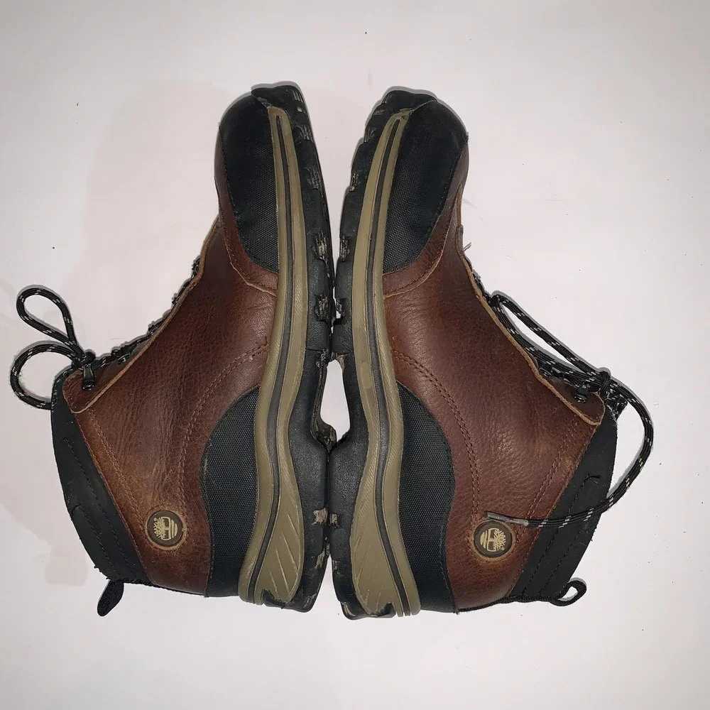 Timberland Boots Mens Size 8.5 Brown Leather Hiking Ankle Trail Outdoor Lace Up